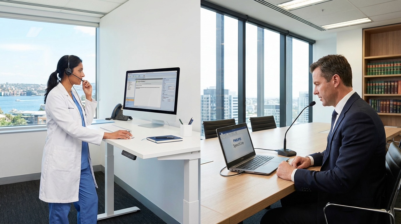 Australian doctor and lawyer using voice dictation technology