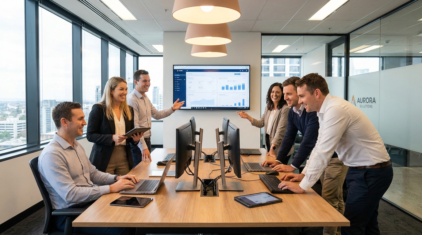 Australian support team in a modern office environment