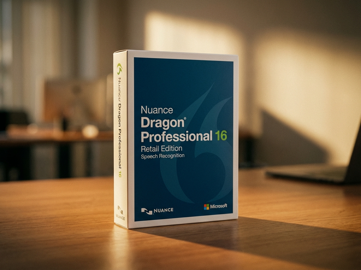 Dragon Professional 16 software - professional dictating on laptop in relaxed setting