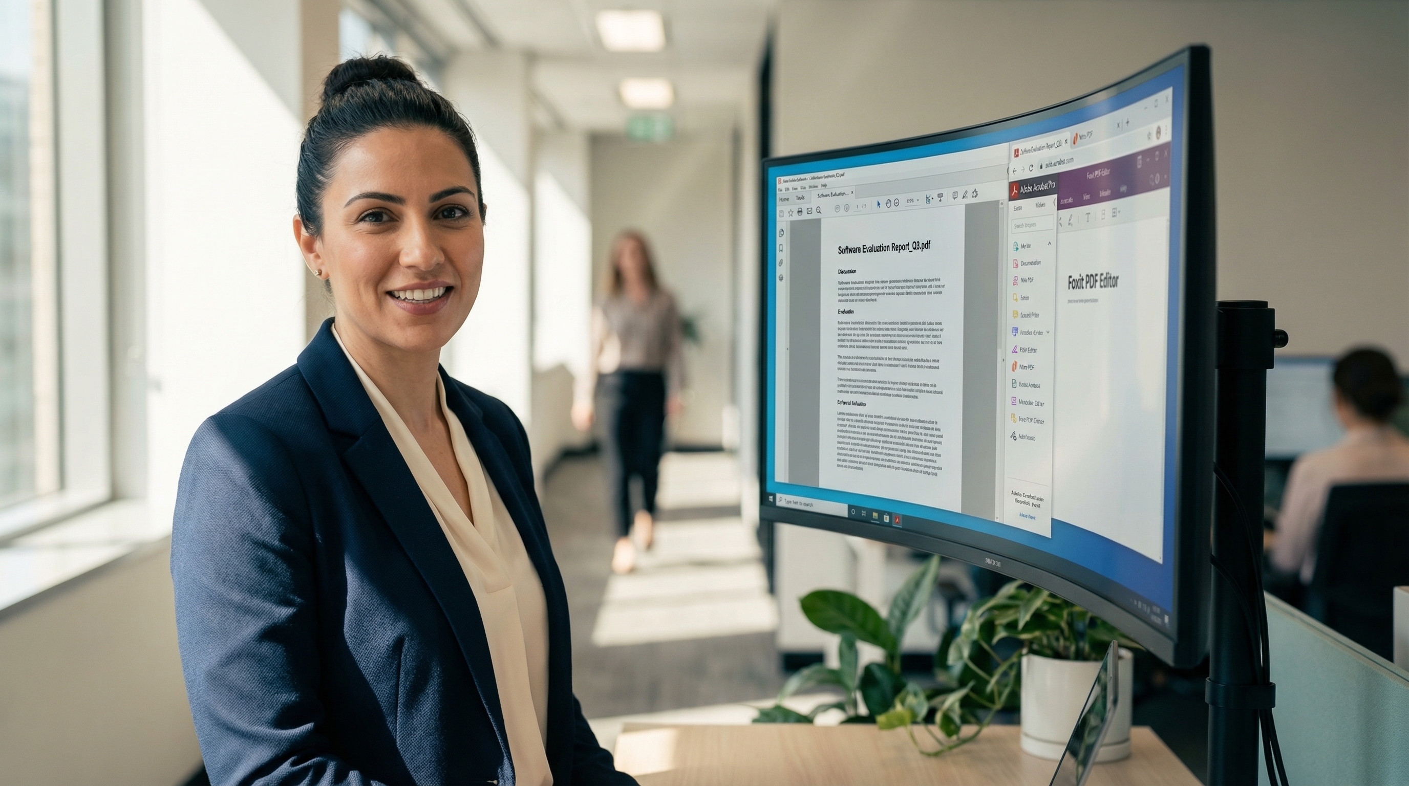 Australian professional evaluating PDF software alternatives on a modern office workstation