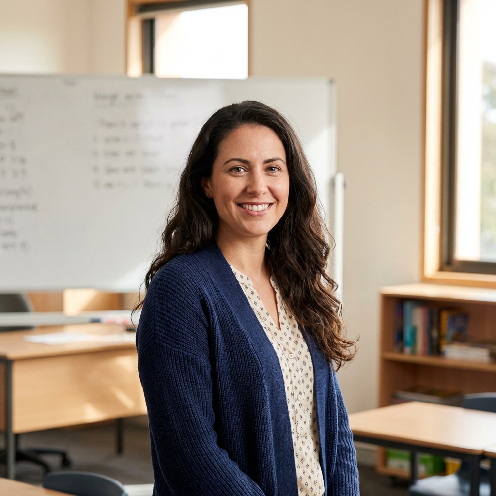 Teacher using voice dictation in an Australian school classroom